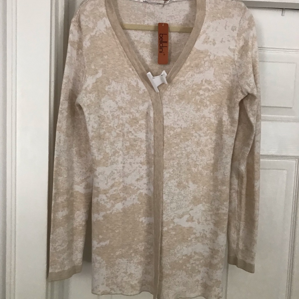 New light weight large opened long sleeve belldini cardigan color white/oatmeal